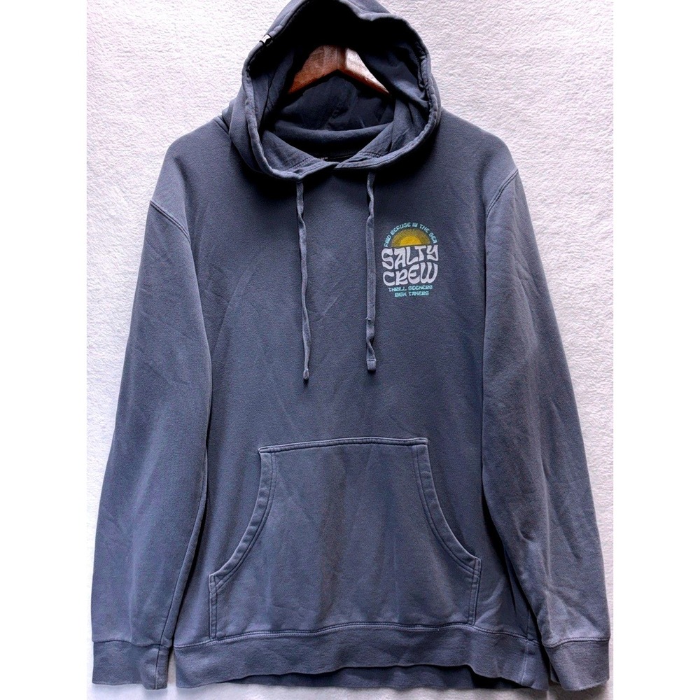Salty Crew Mens Large Blue Find Refuge In The Sea Graphic Pullover Hoodie L